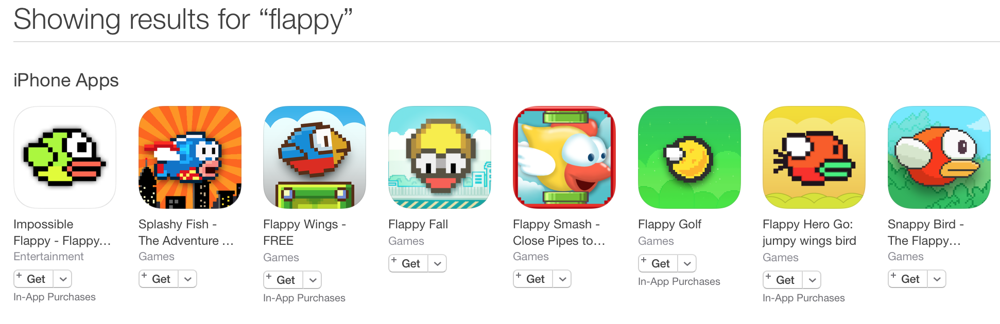 There Many Flappy Clones on the iOS App Store