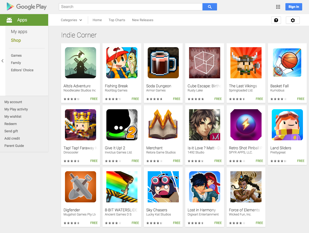Google Play Indie Corner