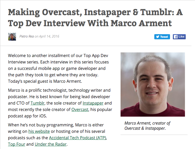 Marco Armet Instapaper and Overcast