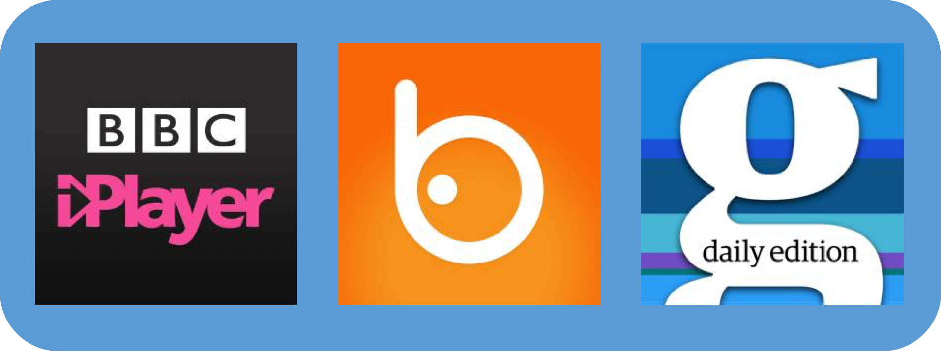 BBC iplayer badoo Guardian icons