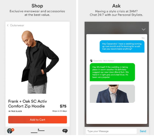 Frank + Oak Men Fashion App Personailze Mobile Fashion Experience