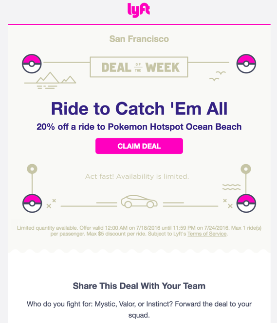 Lyft Discounted Rides Pokemon GO San Francisco width=