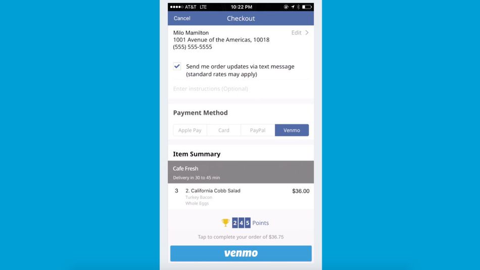 Venmo in-app payments
