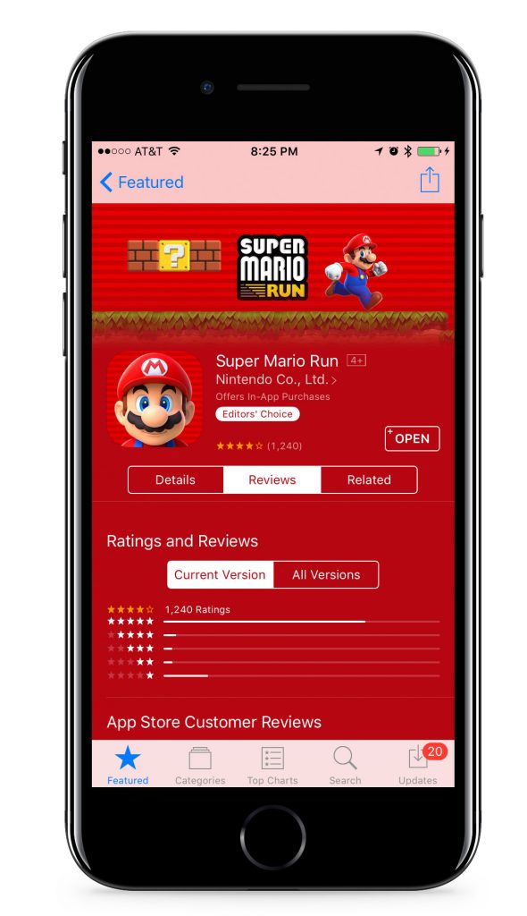 Super Mario Run Ratings