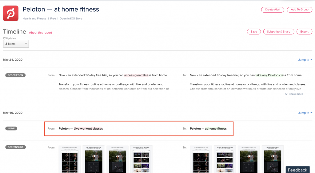 peloton at home fitness app store optimization ASO update 