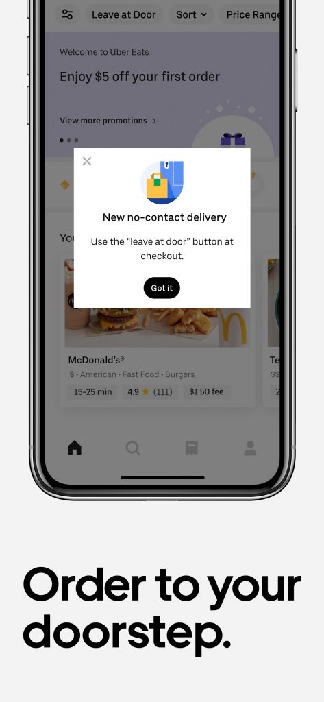 uber eats delivery to doorstep 